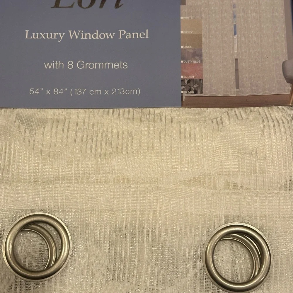 White Sheer Curtains Set of 1 panel 8 Grommets 54”x84”